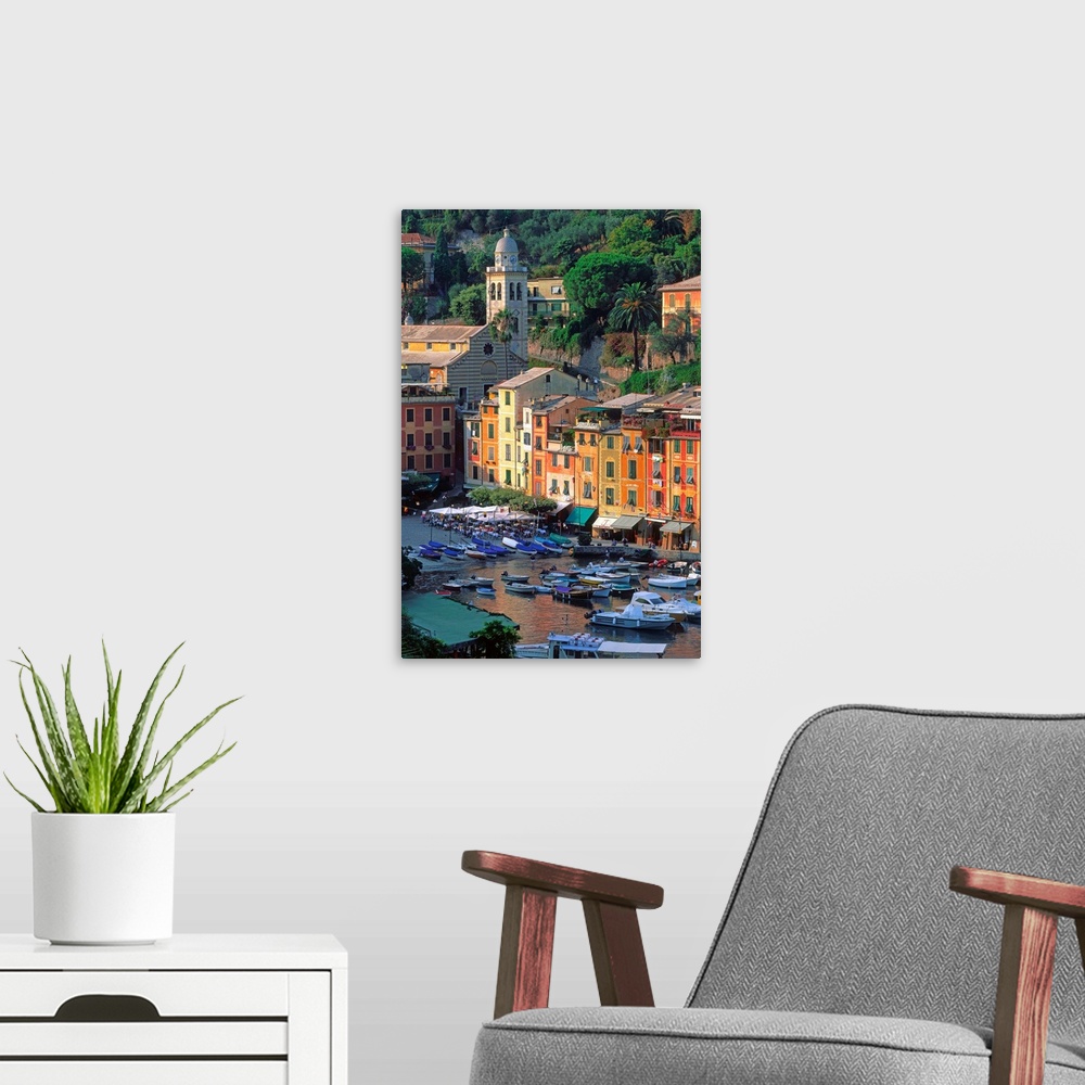 A modern room featuring Italy, Liguria, Portofino, The small harbor