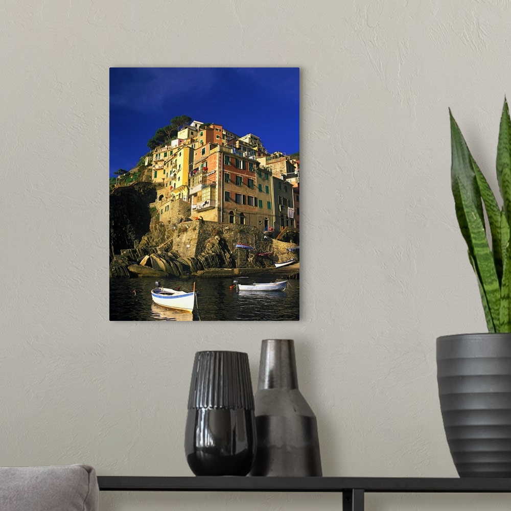 A modern room featuring Italy, Liguria, Riomaggiore, port