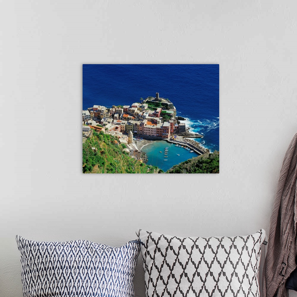 A bohemian room featuring Italy, Liguria, Vernazza view towards the village