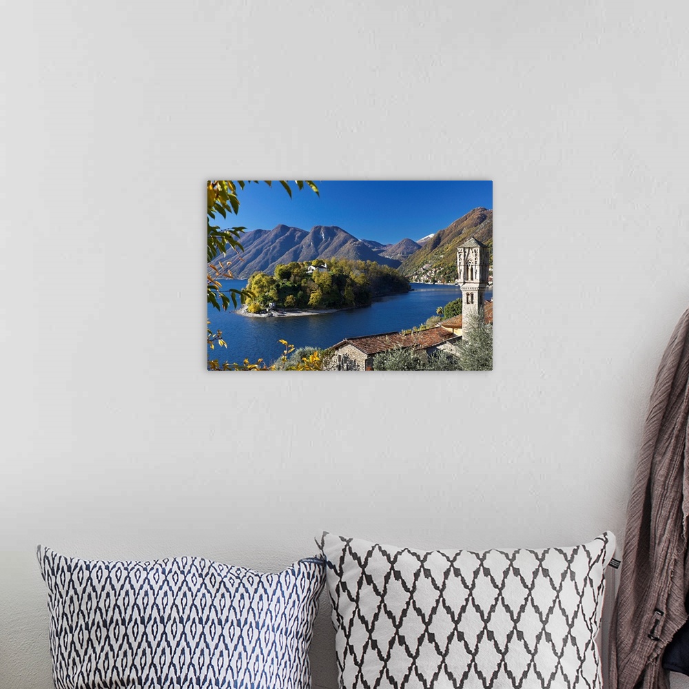 A bohemian room featuring Italy, Lombardy, Como Lake, Ossuccio, Isola Comacina island