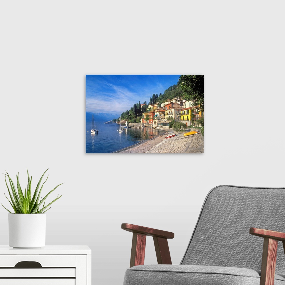 A modern room featuring Italy, Lombardy, Como Lake, Varenna town