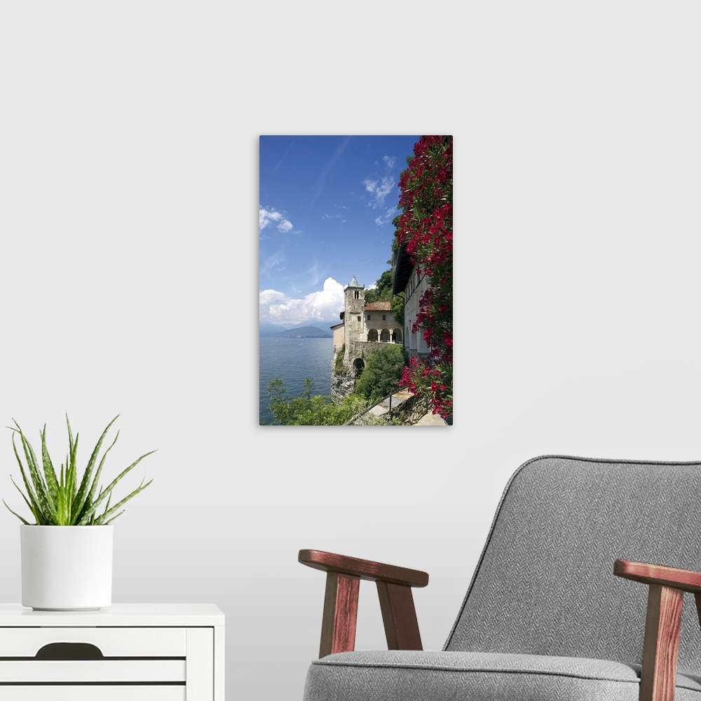 A modern room featuring Italy, Lombardy, Lake Maggiore, Laveno, The Eremo of Santa Caterina del Sasso