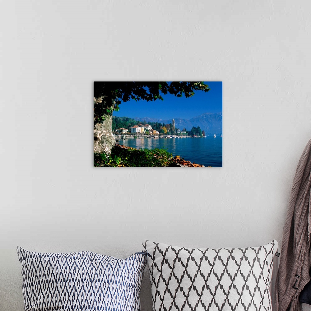 A bohemian room featuring Italy, Lombardy, Lake of Como, Tremezzo, view from Parco Olivelli
