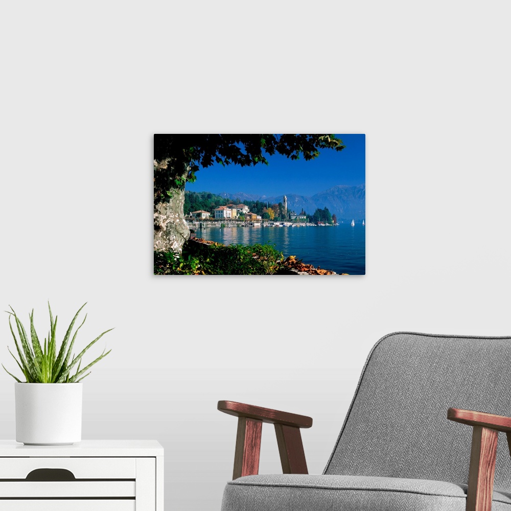 A modern room featuring Italy, Lombardy, Lake of Como, Tremezzo, view from Parco Olivelli