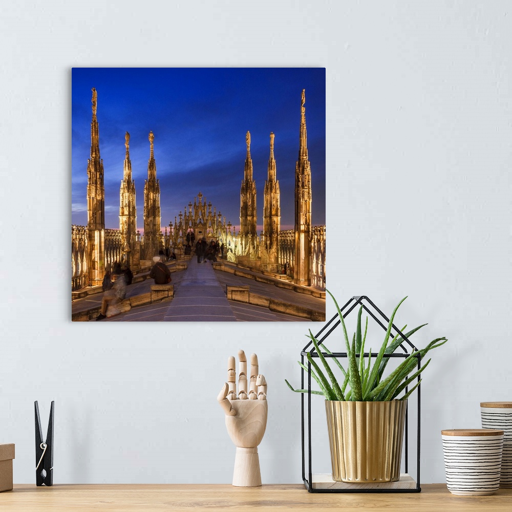 A bohemian room featuring Italy, Lombardy, Milano district, Milan, Piazza Duomo, Milan Cathedral, Cathedral Terrace.