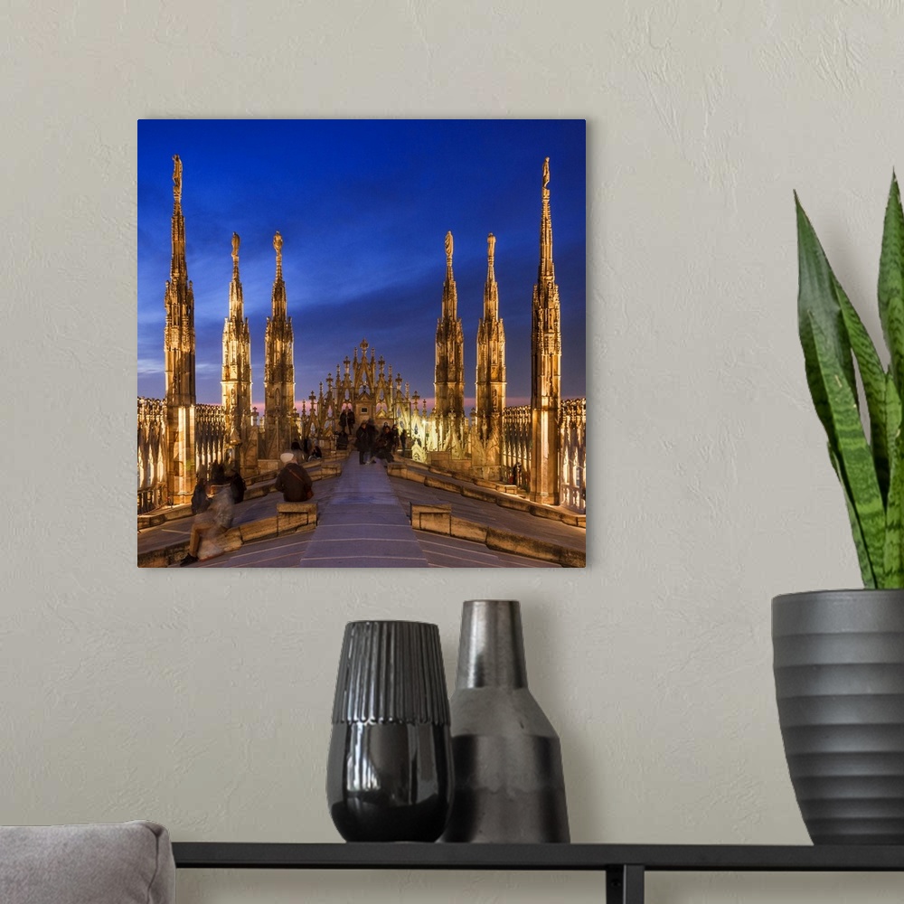 A modern room featuring Italy, Lombardy, Milano district, Milan, Piazza Duomo, Milan Cathedral, Cathedral Terrace.