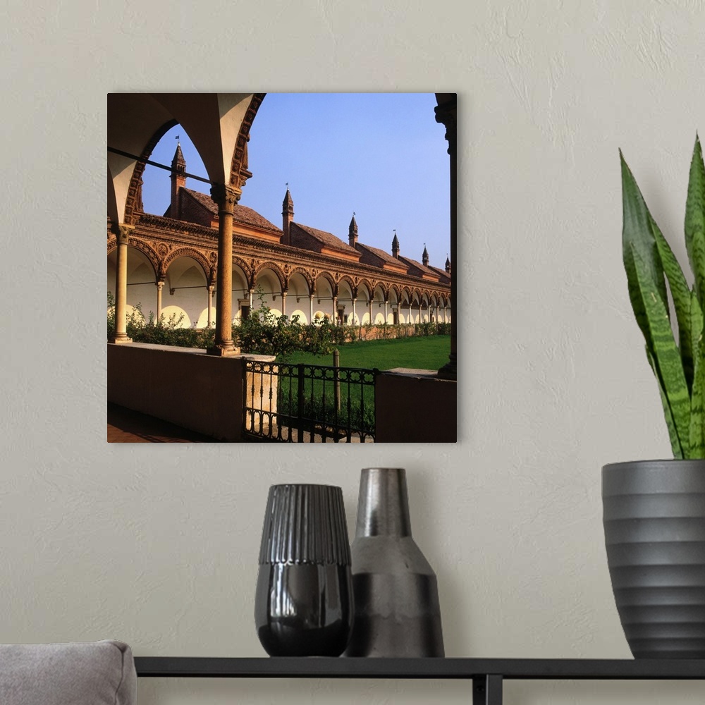 A modern room featuring Italy, Lombardy, Pavia, Certosa di Pavia, the cloister
