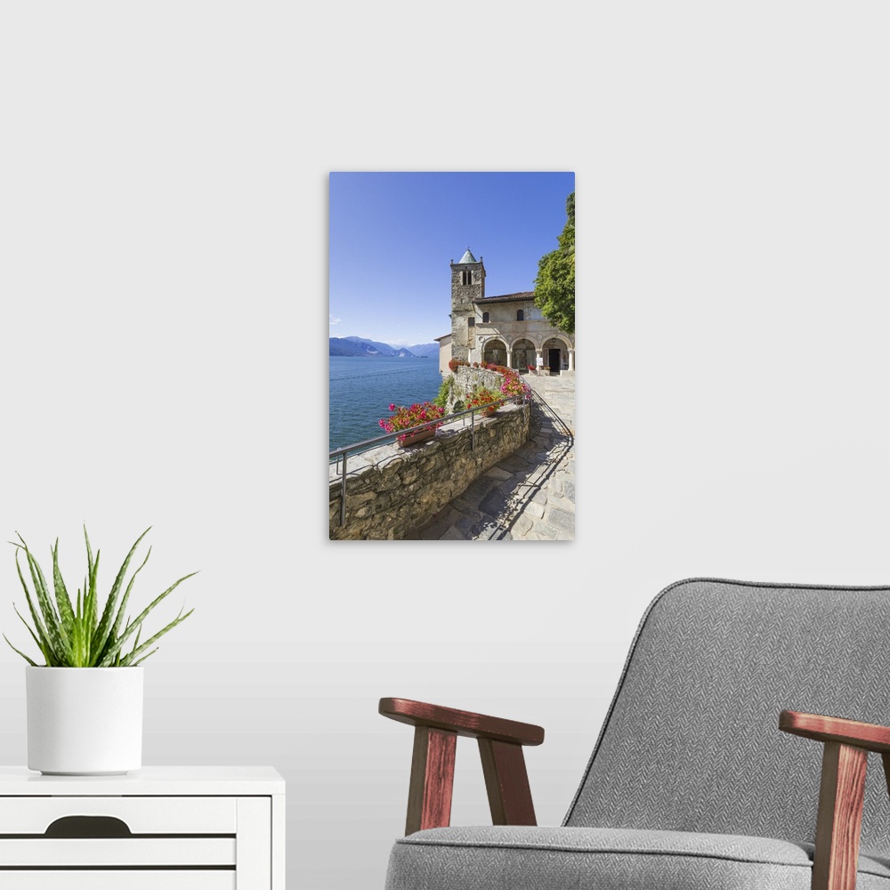 A modern room featuring Italy, Lombardy, Varese district, Regione dei laghi piemontesi, Lake Maggiore, Leggiuno, Hermitag...