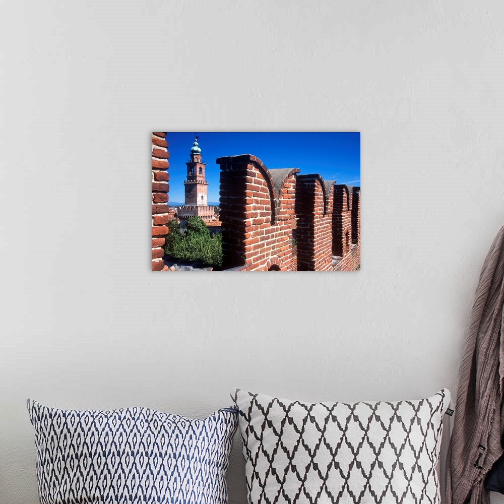 A bohemian room featuring Italy, Lombardy, view from the castle towards Torre del Bramante