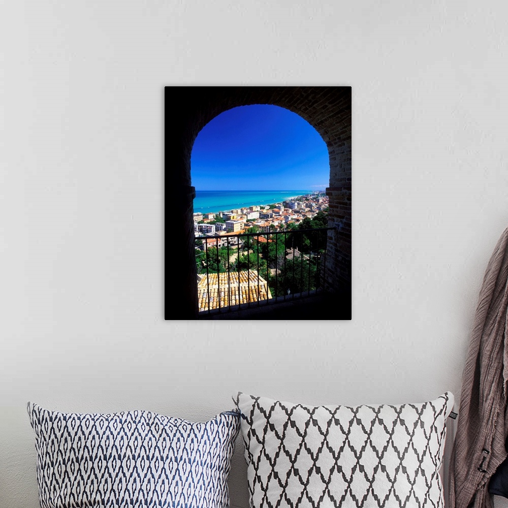 A bohemian room featuring Italy, Marche, Ascoli Piceno, Grottammare, panorama