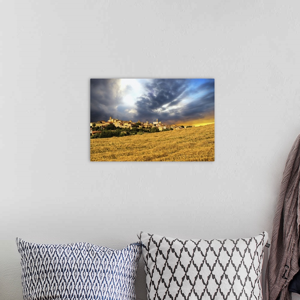 A bohemian room featuring Italy, Marches, Tolentino, Mediterranean area, Macerata district, sunset