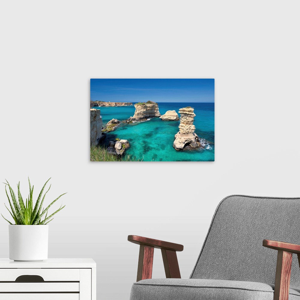 A modern room featuring Italy, Marina dei Melendugno, The rocky coast between Sant'Andrea & Torre dell'Orso