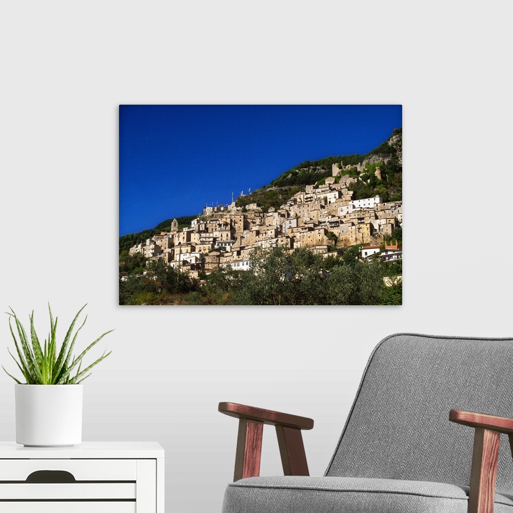 A modern room featuring Italy, Molise, Pesche, Isernia district, View of the village