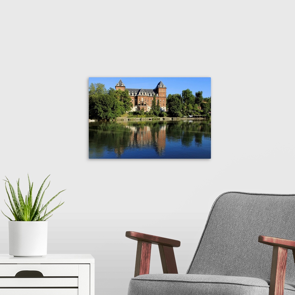 A modern room featuring Italy, Piedmont, Castle of Valentino, Turin, Valentino Castle on Po river