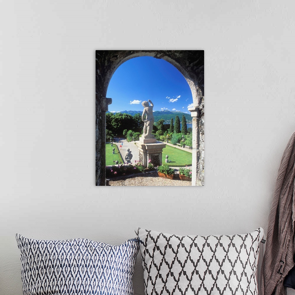 A bohemian room featuring Italy, Piedmont, Isola Bella, view towards the park from Borromeo Palace