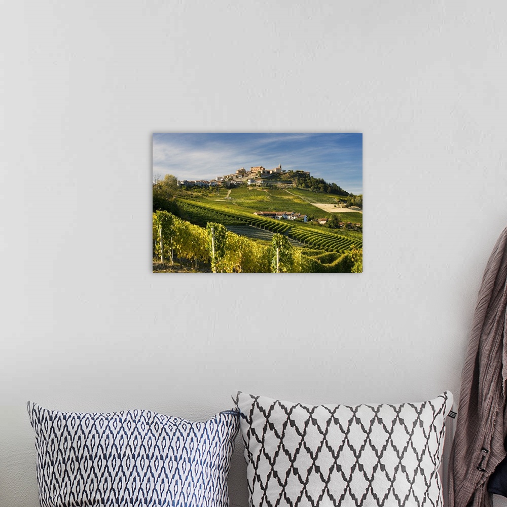 A bohemian room featuring Italy, Piedmont, Langhe, La Morra, Cuneo district, Vineyards and the village
