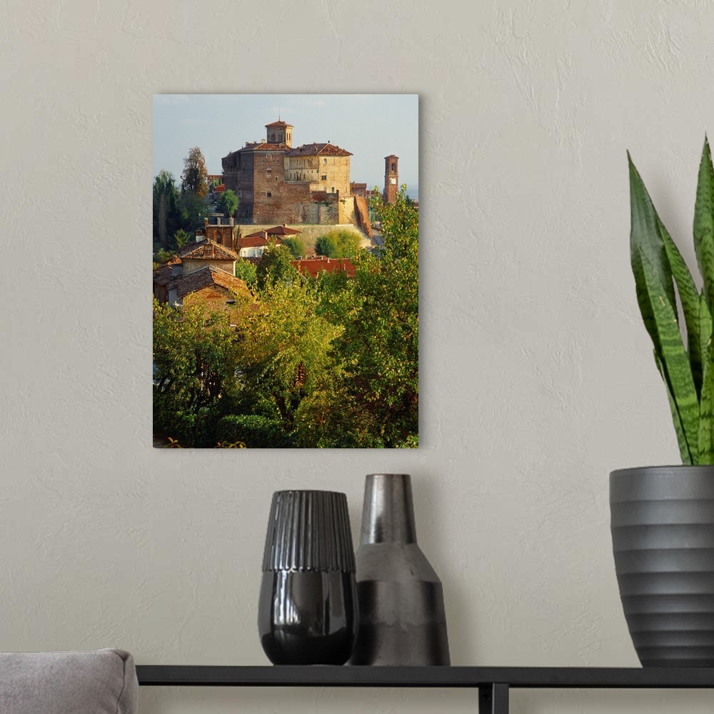 A modern room featuring Italy, Piedmont, Monferrato, Moncucco Torinese village, the castle