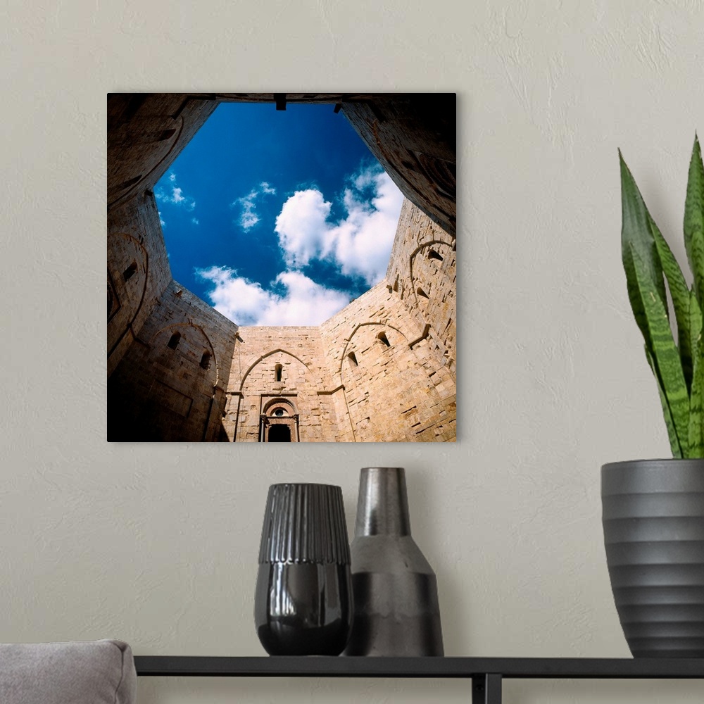 A modern room featuring Italy, Puglia, Castel del Monte, court of the fortress of Federico II