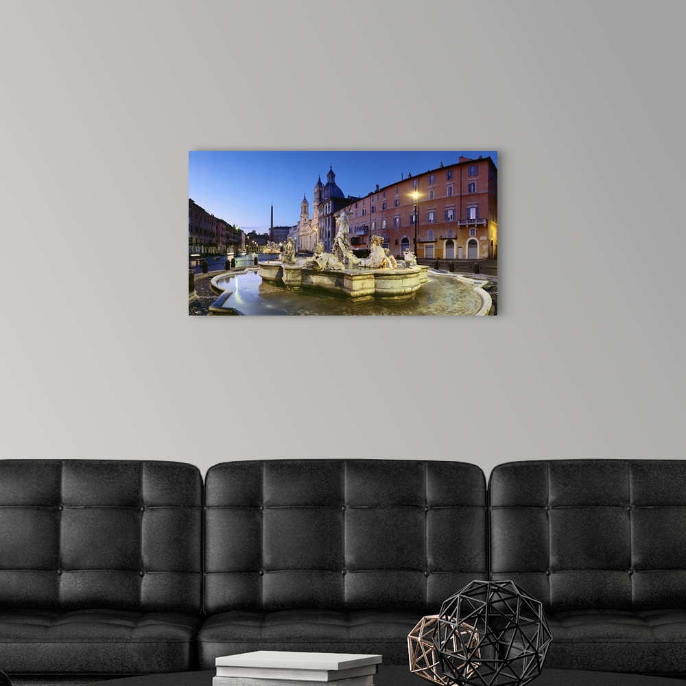 A modern room featuring Italy, Latium, Mediterranean area, Roma district, Rome, Piazza Navona, Fountain of Neptune