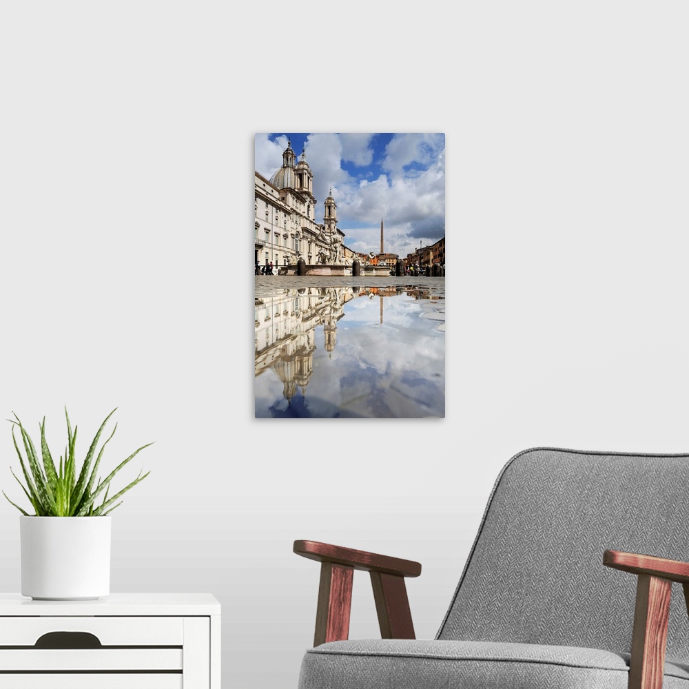 A modern room featuring Italy, Latium, Mediterranean area, Roma district, Rome, Piazza Navona, Fountain of the Four River...