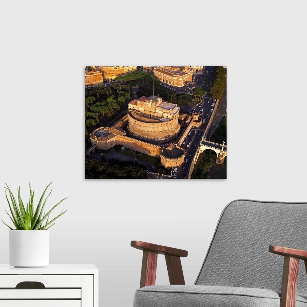 A modern room featuring Italy, Rome, Aerial of Castel Sant'Angelo