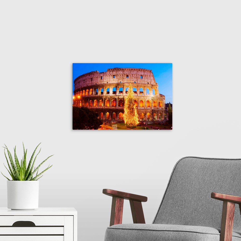 A modern room featuring Italy, Rome, Colosseum, Christmas Tree