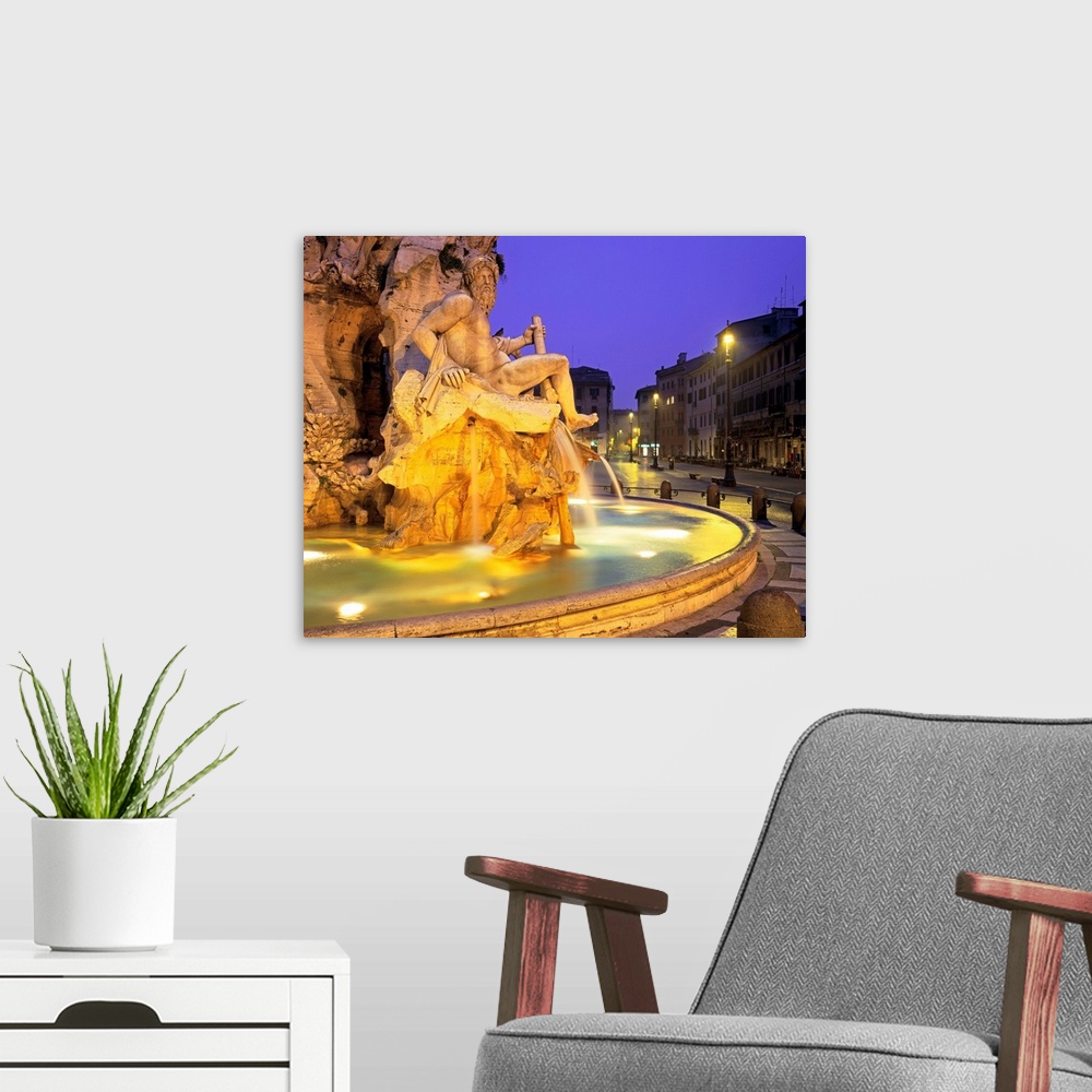 A modern room featuring Italy, Rome, Piazza Navona, Fountain of the Four Rivers