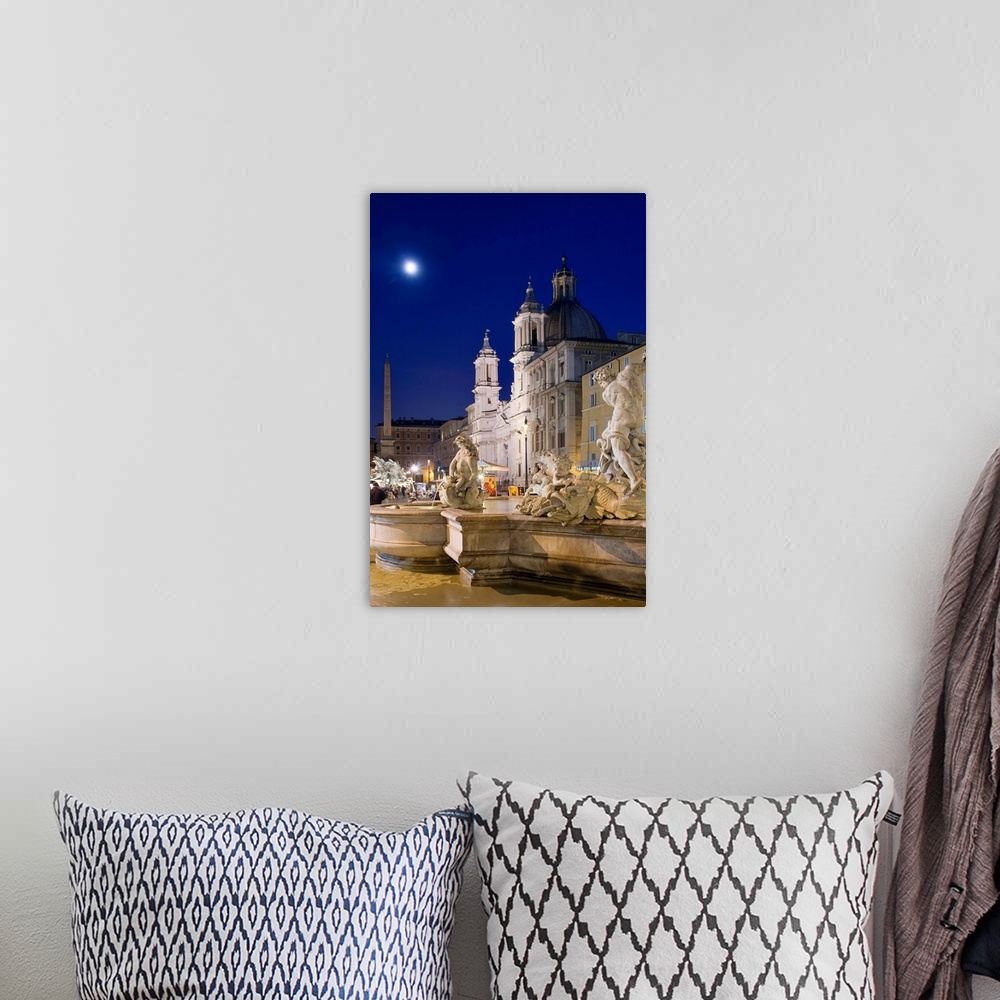 A bohemian room featuring Italy, Rome, Piazza Navona, square with Neptune's fountain and Church of Sant'Agnese