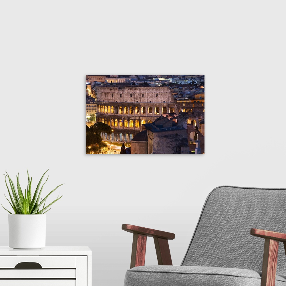 A modern room featuring Italy, Rome, Roman Forum, Colosseum, View from Altare della Patria