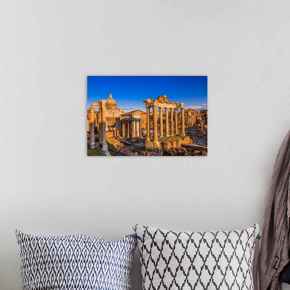 A bohemian room featuring Italy, Latium, Roma district, Rome, Roman Forum, Foro Romano Temple of Saturn and Arch of Septimi...