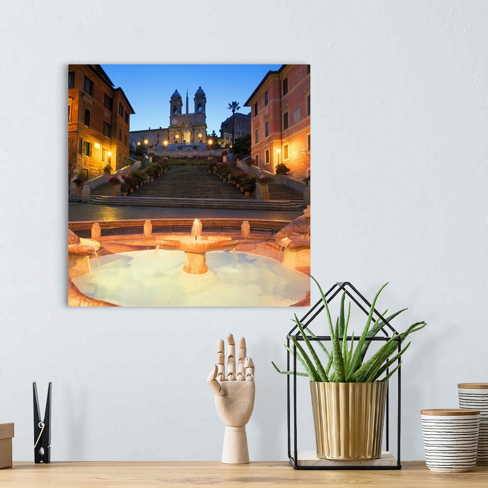 A bohemian room featuring Italy, Rome, Spanish Steps and Fontana della Barcaccia in the foreground
