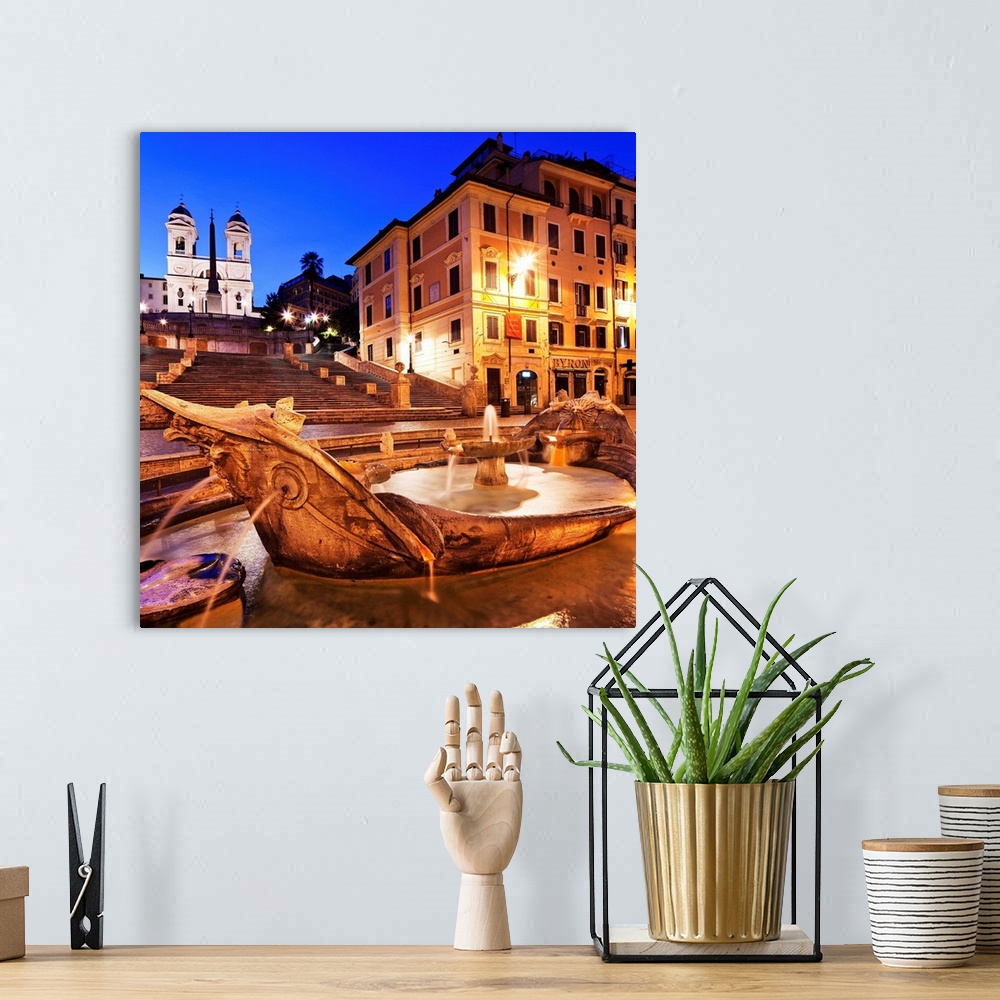 A bohemian room featuring Italy, Latium, Mediterranean area, Rome, Spanish Steps, Trinit.. dei Monti, Barcaccia Fountain fr...