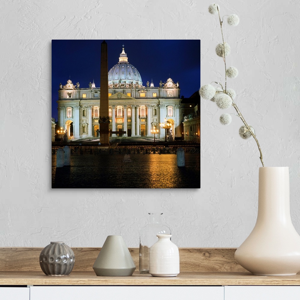 A farmhouse room featuring Italy, Rome, St. Peter's Square and Saint Peter's Cathedral, night