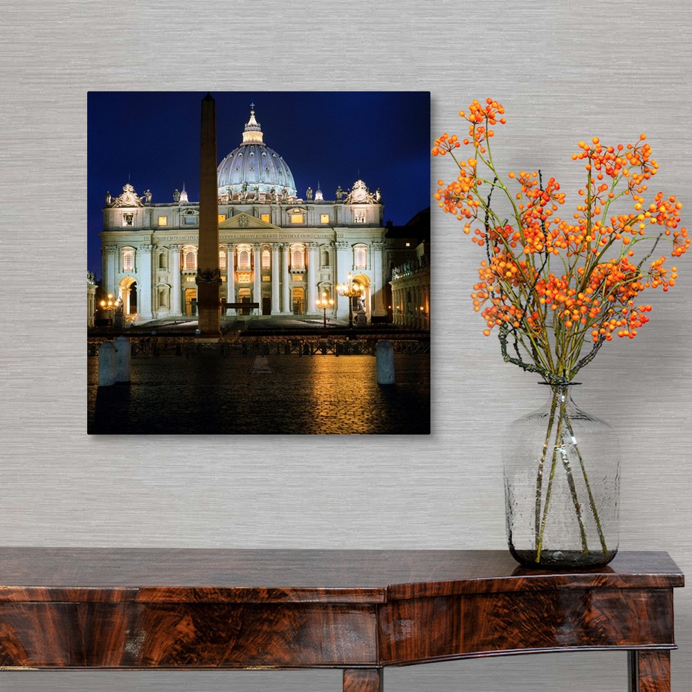 A traditional room featuring Italy, Rome, St. Peter's Square and Saint Peter's Cathedral, night