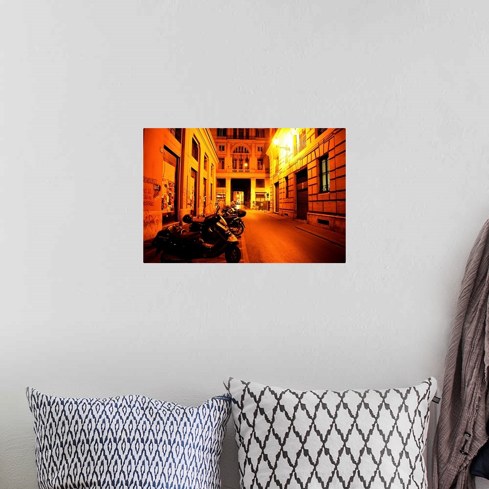 A bohemian room featuring Italy, Rome, street scene, motorcycles