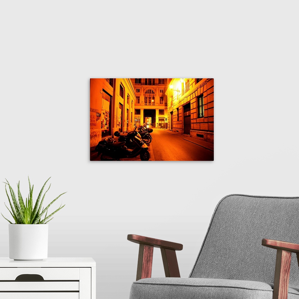 A modern room featuring Italy, Rome, street scene, motorcycles