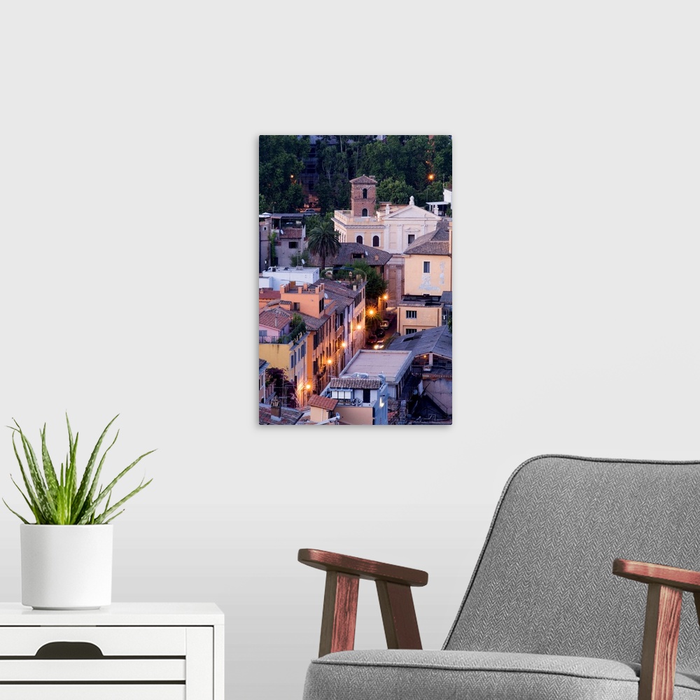 A modern room featuring Italy, Rome, Trastevere, View from the Gianicolo's hill