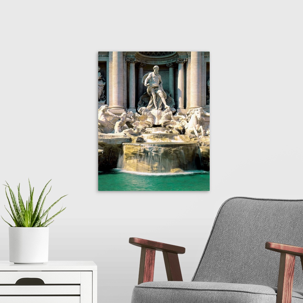 A modern room featuring Italy, Rome, Trevi Fountain, detail