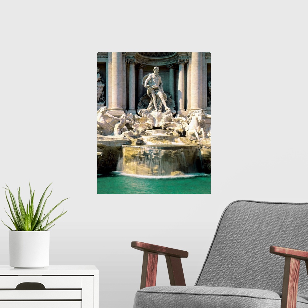 A modern room featuring Italy, Rome, Trevi Fountain, detail