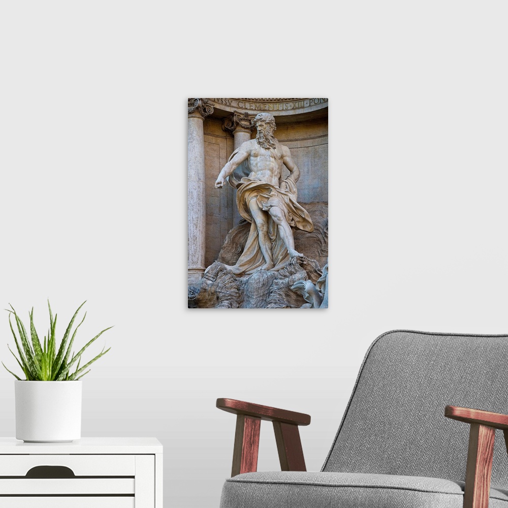 A modern room featuring Italy, Rome, Trevi Fountain, Oceanus Sculpture.