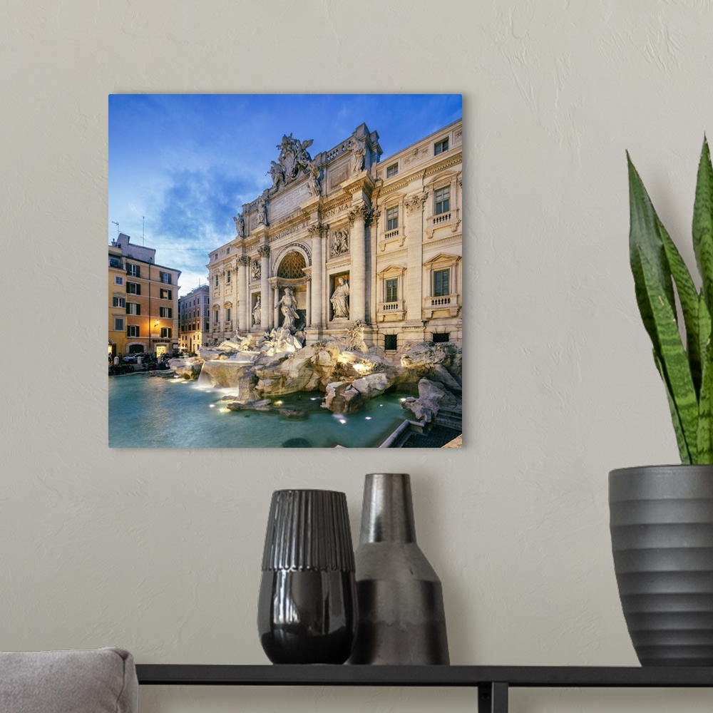 A modern room featuring Italy, Rome, Trevi Fountain, Seven Hills of Rome.