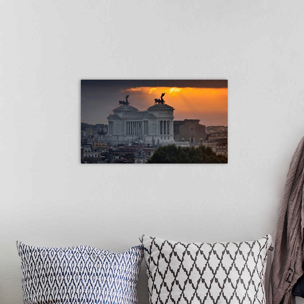 A bohemian room featuring Italy, Rome, Vittorio Emanuele Monument, commonly called Altar of the Fatherland.