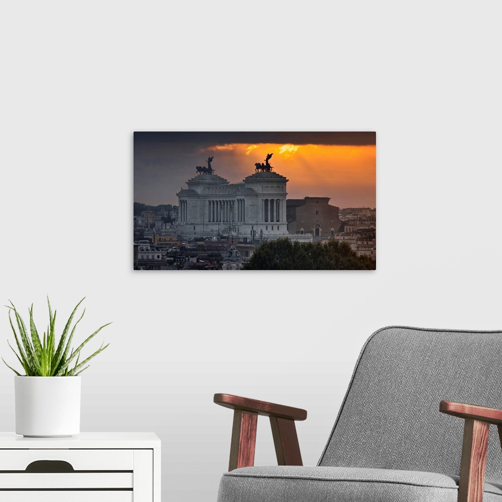A modern room featuring Italy, Rome, Vittorio Emanuele Monument, commonly called Altar of the Fatherland.