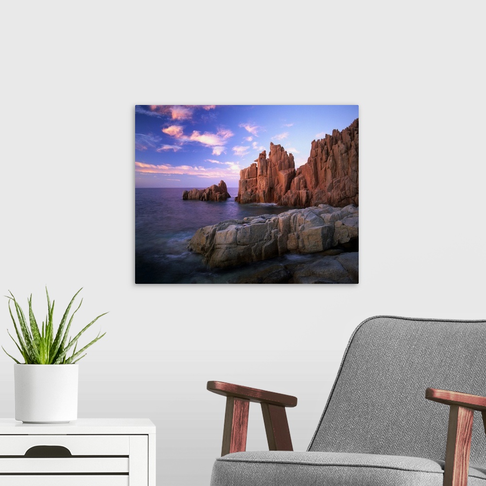 A modern room featuring Italy, Sardinia, Arbatax, Rocce rosse, red cliffs