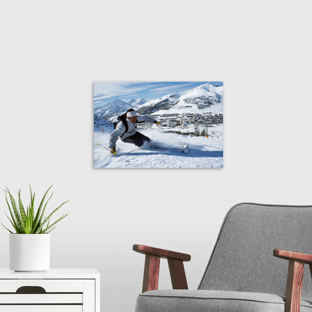 A modern room featuring Italy, Sestriere village, G. Martin skiing