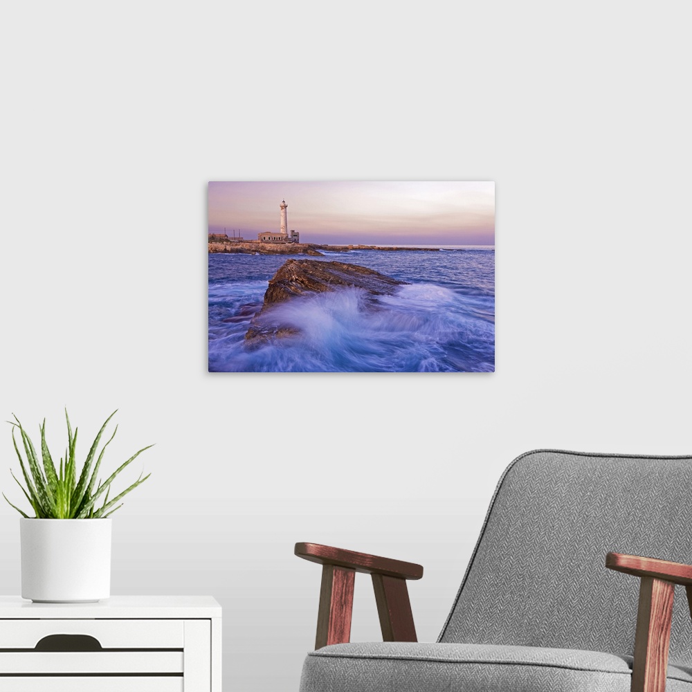 A modern room featuring Italy, Sicily, Augusta, Siracusa district, Capo Santa Croce lighthouse