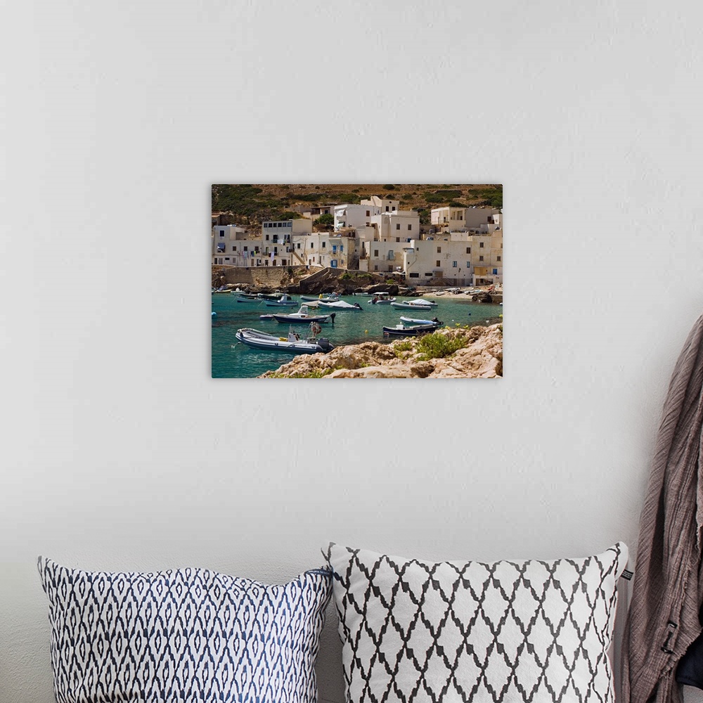 A bohemian room featuring Italy, Sicily, Egadi islands, Levanzo, Harbour