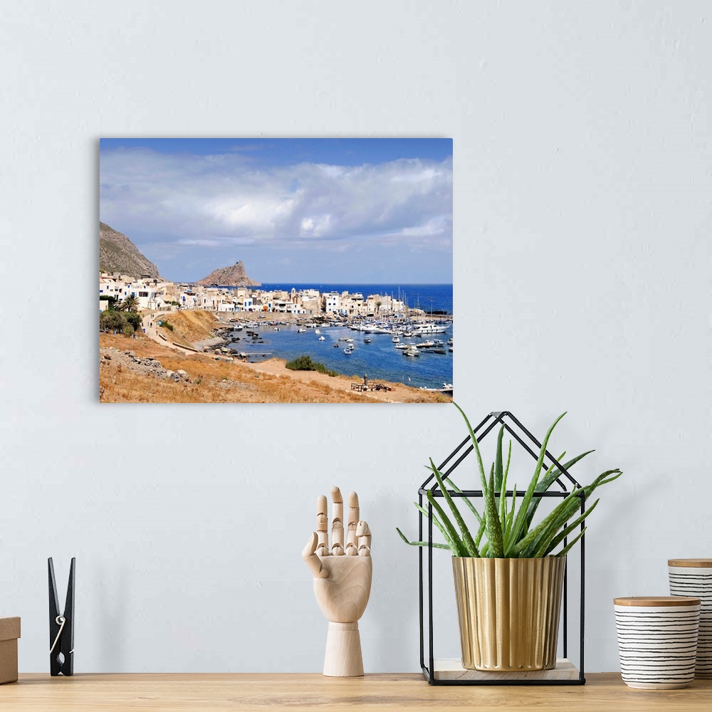 A bohemian room featuring Italy, Sicily, Egadi islands, Marettimo, Overview of the village