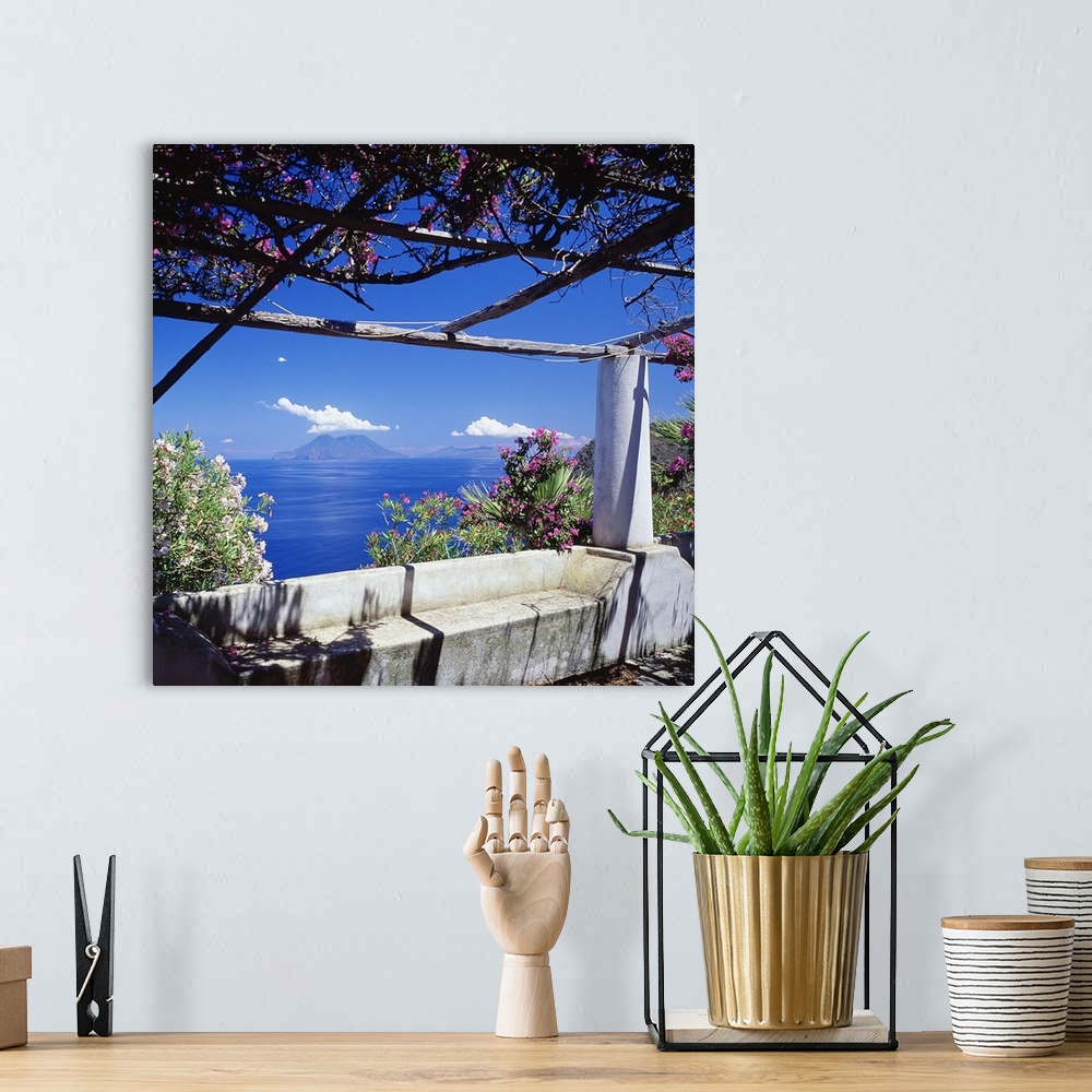 A bohemian room featuring Italy, Sicily, Filicudi island, view to Salina island