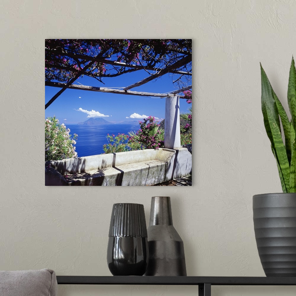 A modern room featuring Italy, Sicily, Filicudi island, view to Salina island
